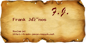 Frank János névjegykártya